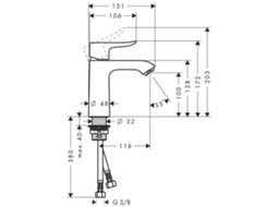 Misturadora Monocomando De Lavatório Hansgrohe Metris 110 Sem Descarga