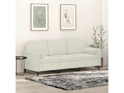 Vidaxl Sofá 3 Lugares C/ Almofadas Decorativas 180 Cm Veludo Creme
