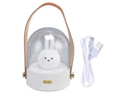 Lâmpada Mesa Portátil Led Música Carregamento Usb Coelho Branco