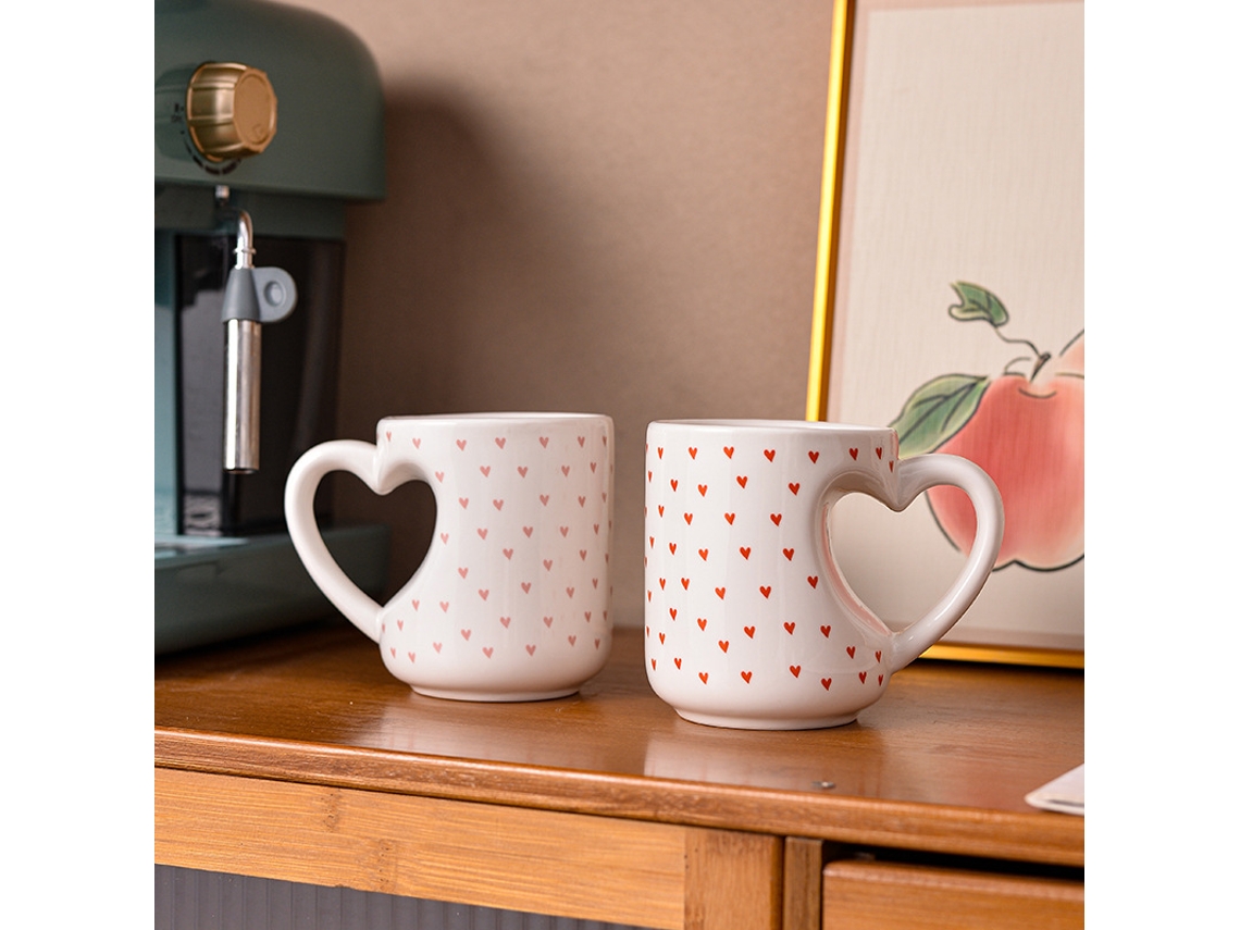 À Venda Conjunto De 2 Canecas Cerâmica Em Formato Coração, Ideais Para Água, Café, Café Da Manhã, Casais E O Escritório. Aquaforge