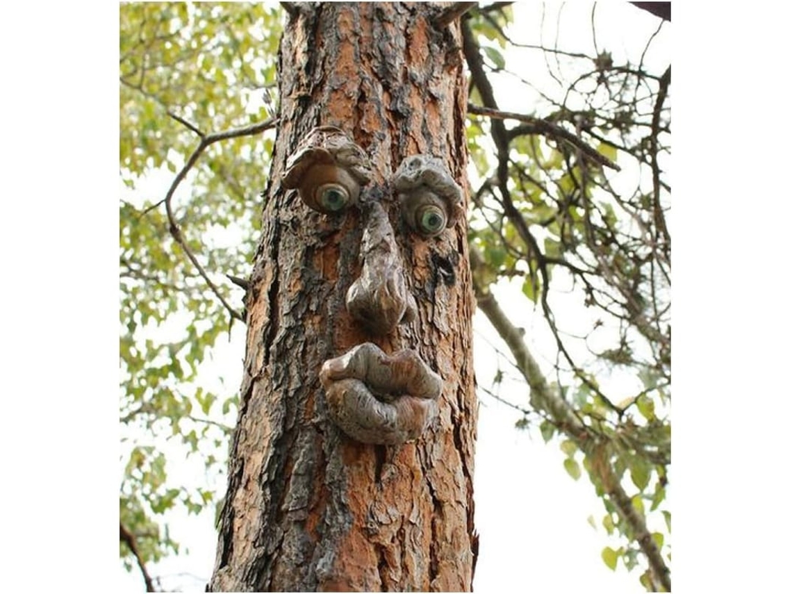 Decoração De Jardim Com Rosto De Árvore, Adorno De Resina Para Exterior, Alimentador De Pássaros, Arte De Jardim Engraçado