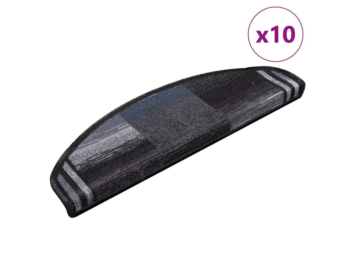 Vidaxl Tapetes De Escadas Adesivos 10 Pcs 65x21x4 Cm Preto E Cinzento