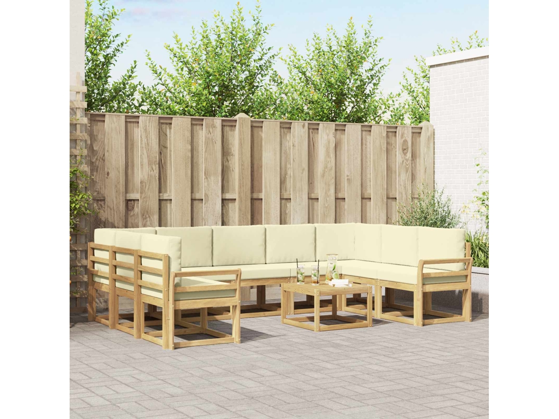 Vidaxl Conjunto De Sofás Para Exterior 10 Unid. Branco E Creme
