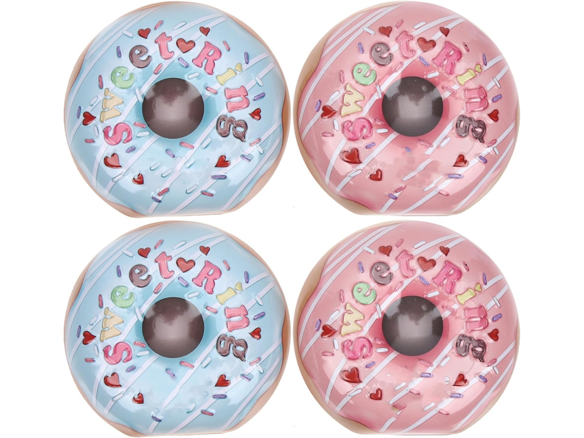 Caixas Para Doces De Casamento Fomiyes, Formato De Donut, 4 Unidades, Rosa E Azul Metálico, Recipientes Para
