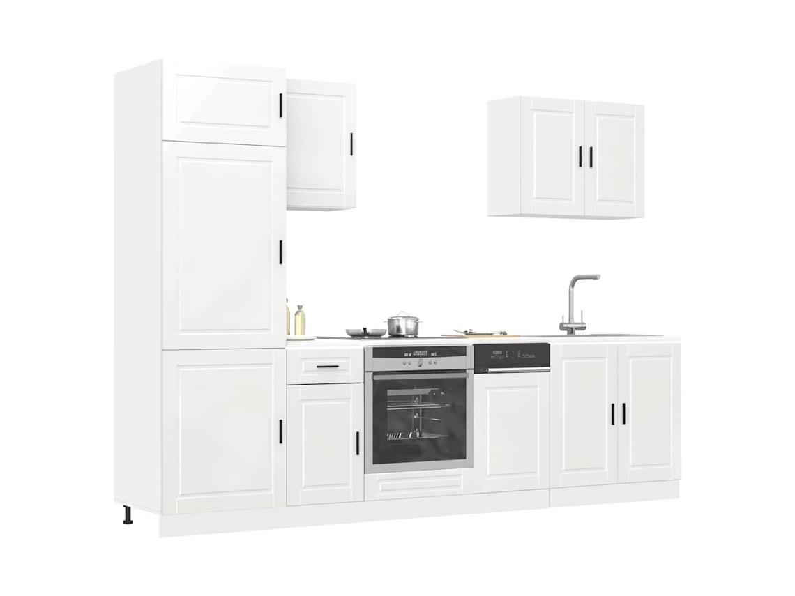 Vidaxl 7 Peças Armário De Cozinha Conjunto Porto Branco Brilhante