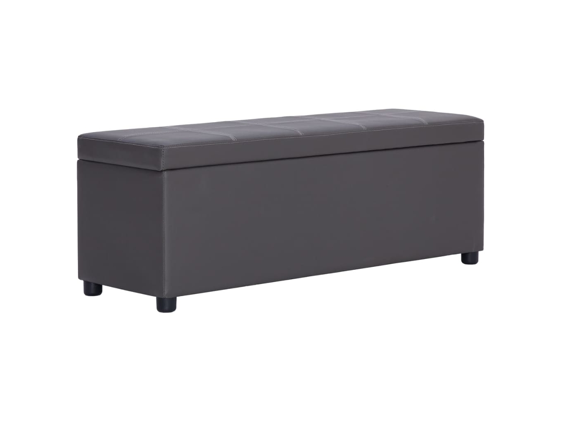 Vidaxl Banco C/ Compartim. Arrumação 116 Cm Couro Artificial Cinzento