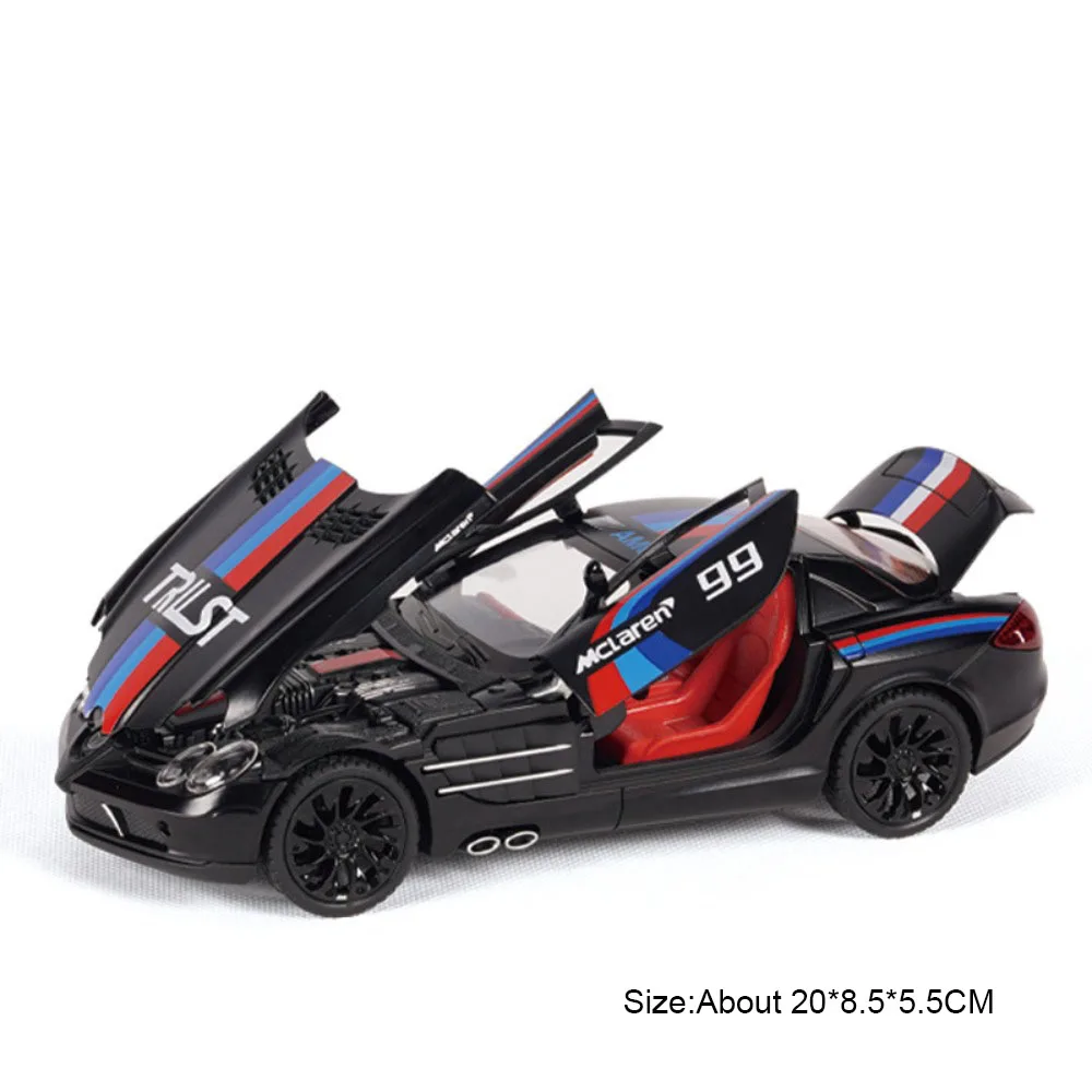 (slr Preto) Escala 1:24 - Miniatura De Carro, Portas Que Abrem, Com Luzes E Efeitos Sonoros.