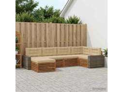 Vidaxl Conjunto De Sofás Para Exterior 6 Unid. Natural E Bege