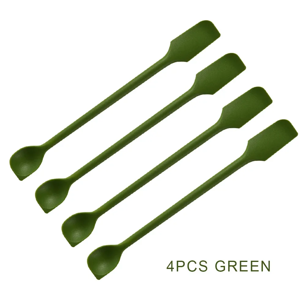 Conjunto de 4 Raspadores de Silicone, Resistentes Ao Calor, com Cabo Longo e Ponta Dupla, Utensílios de Cozinha. MDUG (verde, 4 Peças)