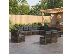 Vidaxl Conjunto De Sofá De Jardim 13 Unid. Cinzento Vime Pe