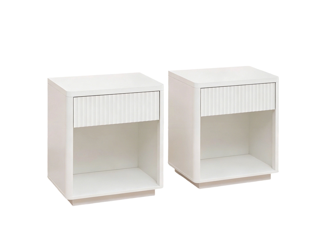 Conjunto de 2 Mesas de Cabeceira Modernas com Gaveta e Prateleira,design Elegante em Madeira,ideal para Quarto e Escritório PAPRIKA