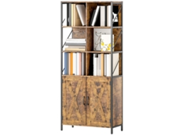 Estante 6 compartimentos com prateleira ajustável, marrom rústico, 75x34x172cm | S/MARCA