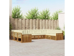Vidaxl Conjunto De Sofás Para Exterior 9 Unid. Natural E Creme