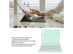 Teclado Sem Fio Bluetooth para iOS Air 4/5 10.9in com Capa Pu e Protetor Qwerty S/MARCA