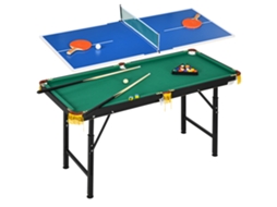 Mesa de Sinuca 2 em 1 com Tênis de Mesa e Acessórios (azul/verde, 140x63x80cm)
