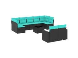 Conjunto de 10 Sofás P/ Jardim C/ Almofadões Vime Pe Preto MAISON EXCLUSIVE (10 pcs)
