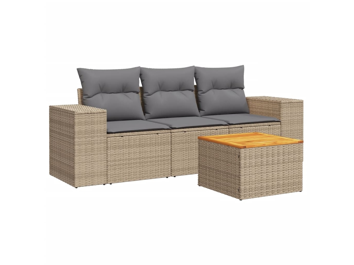 Garden Sofa Set, Garden Sofa Sets Vidaxl Bege Rattan / Vime (n/a)