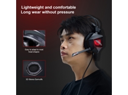 Auriculares para Juegos Usb con Cable Taiou, Sonido Envolvente 7.1, Micrófono y Luces Led Rojas, para Pc y Portátil | S/MARCA