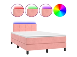 Sommier Luzes Led VIDAXL Veludo Rosa (120x190cm)