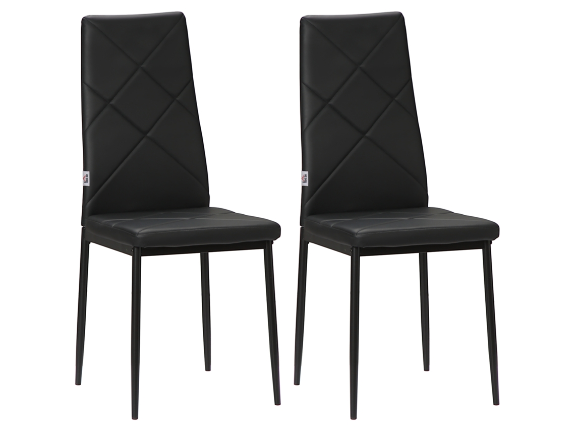 Conjunto de 2 cadeiras de jantar, encosto alto, sintético, preto S/MARCA