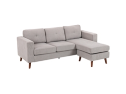 Sofá CHEZMOI de canto, veludo cotelê, chaise longue, aço, cinza claro