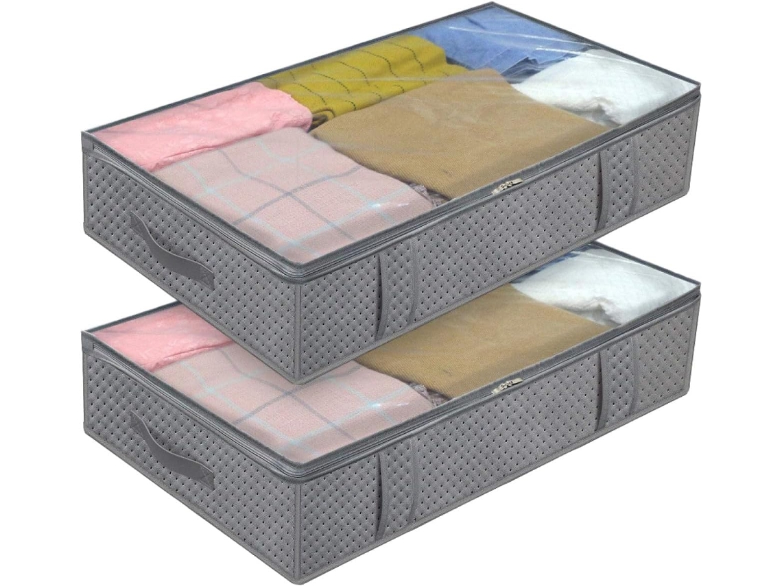Conjunto de 2 Sacos Armazenamento em Tecido com Janela Transparente. Compactos Feitos Não para CHABERLU