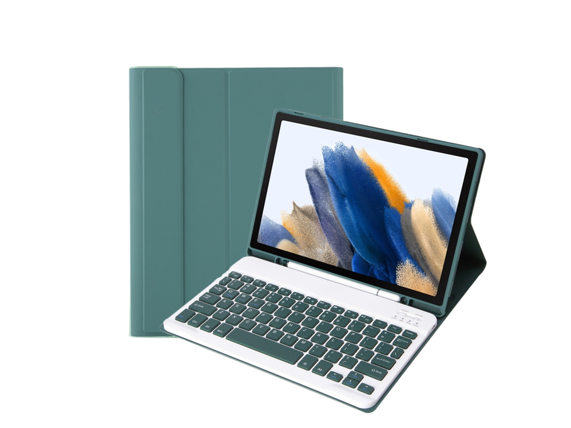 Capa Com Teclado Bluetooth Em Couro Compatível Com Samsung Galaxy Tab S6 Lite P610/615/613/619, Porta-caneta, Cor Verde