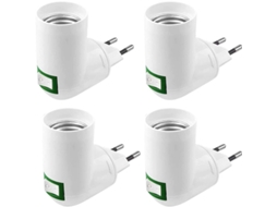 Conjunto de 4 Tomadas E27 com Interruptor para Canteiro Obras, 220v Ac, para Parede, Cozinha, Lâmpada Led BRILVIBERA (brancas)