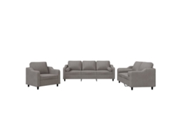 Maison Exclusive - 3 Pcs Conjunto De Sofás Com Almofadas Tecido Cinza-acastanhado