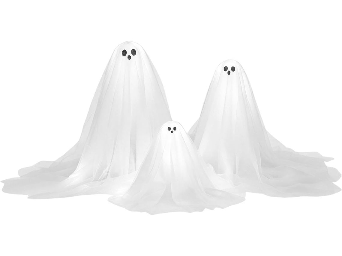 Conjunto De 3 Decorações S Fantasmas Com Luzes Para O Halloween