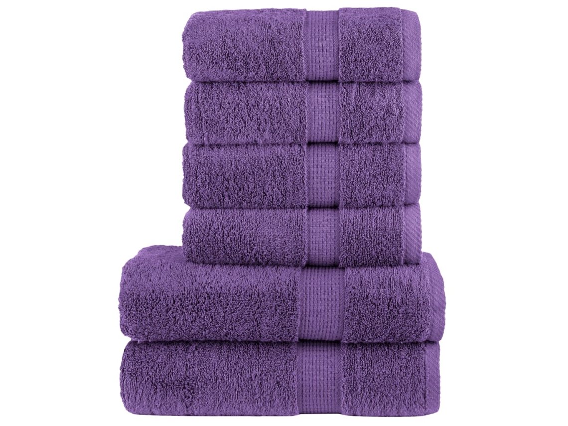 6pcs Conjunto Toalhas Banho Premium Solund 600 Gsm Roxo Wsd286691