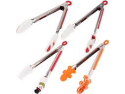 Pinças Multifuncionais Para Grelhar Em Aço Inoxidável E Silicone, Conjunto De 4 Peças, Design Natalino, Duráveis E