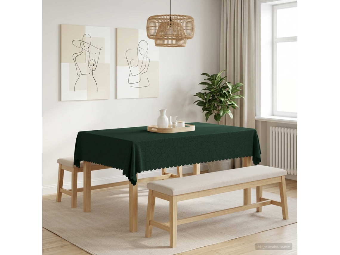 Vidaxl Toalha De Mesa Retangular Verde-escuro 140 X 160 Cm