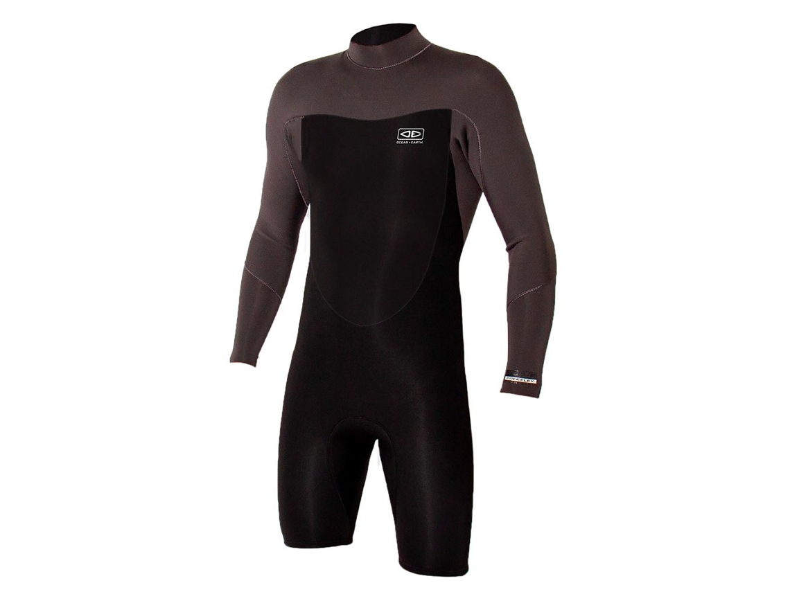 Terno de Neoprene Manga Longa com Zíper Nas Costas One Free Flex 2/2 Mm Preto Mocean & Earth