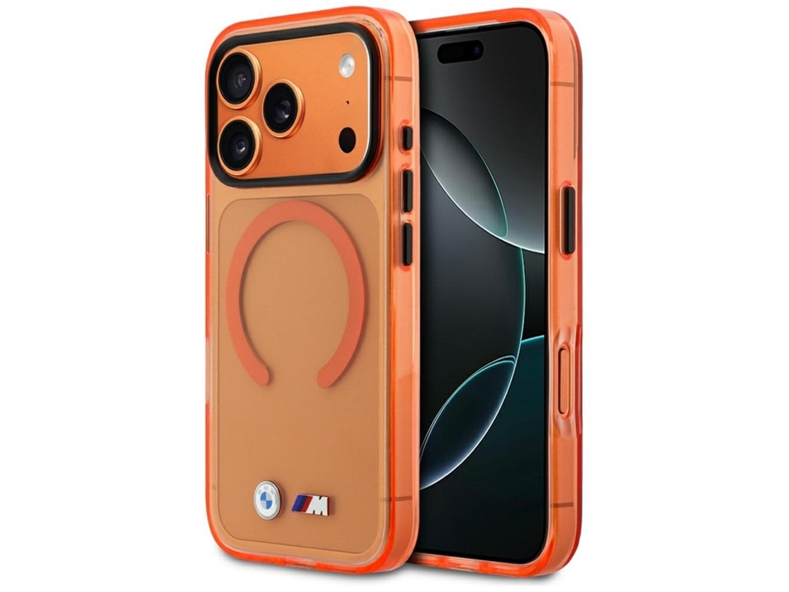 Capa Bmw Mobile Para Iphone 17 Pro Magsafe M Iml Com Logotipos Metálicos - Laranja
