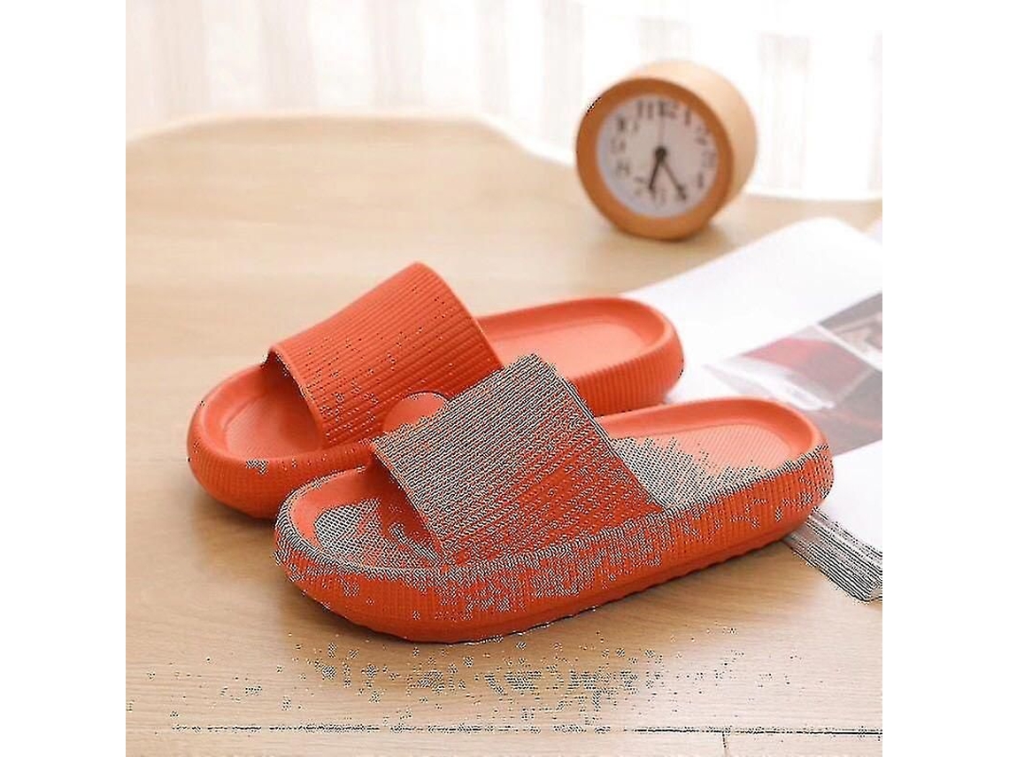 Chinelos anti derrapante ultra macios com espuma de 4cm para todas as estações, casa e banheiro, amarelo
