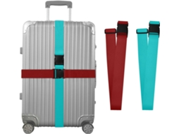Conjunto De 2 Cintas Para Bagagem Vermelho Escuro Azul Turquesa Ajustáveis Acessórios Viagem Maior Segurança E