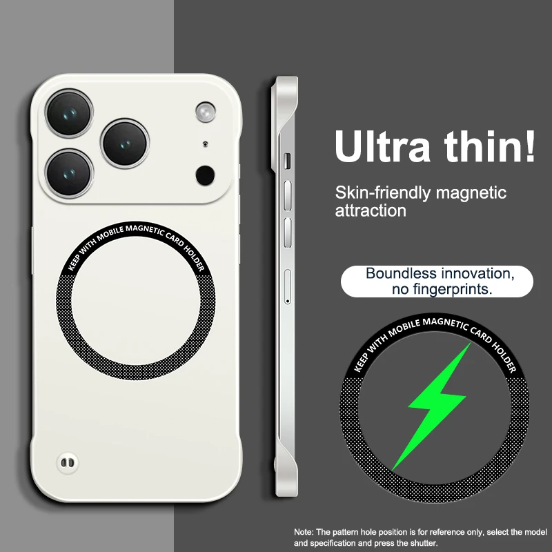 (branco, Iphone Air) Capa Magnética Ultrafina Sem Bordas, Compatível Com Carregamento Sem Fio, Parte Traseira Rígida