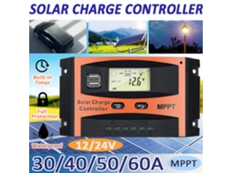 Controlador Solar com Reconhecimento Automático 12v/24v, Tela Lcd e Saída Dupla Usb, Regulador de Bateria para Painéis Solares