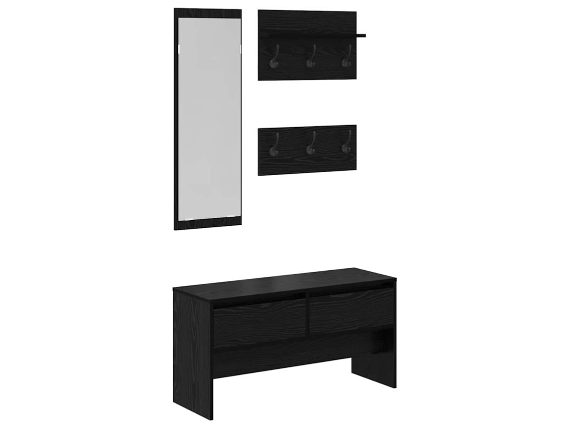 Conjunto de Móveis de Corredor com Gaveta 4 Pcs Carvalho Preto MAISON EXCLUSIVE