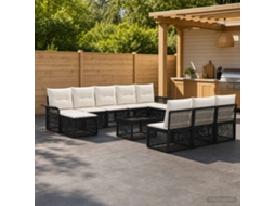 Vidaxl Conjunto De Sofá De Jardim 11 Unid. Preto Vime Pe