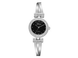 Relógio de Pulso Disu Feminino Quartzo Pulseira com Strass Estilo Moderno Prata Preto