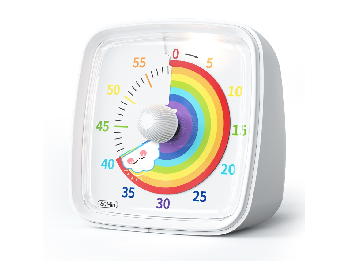 Novo Modelo Yunbaoit Rainbow Visual Timer, Contagem Regressiva De 60 Minutos, Luz Noturna, Silencioso, Temporizador Para Sala De Aula E Cozinha