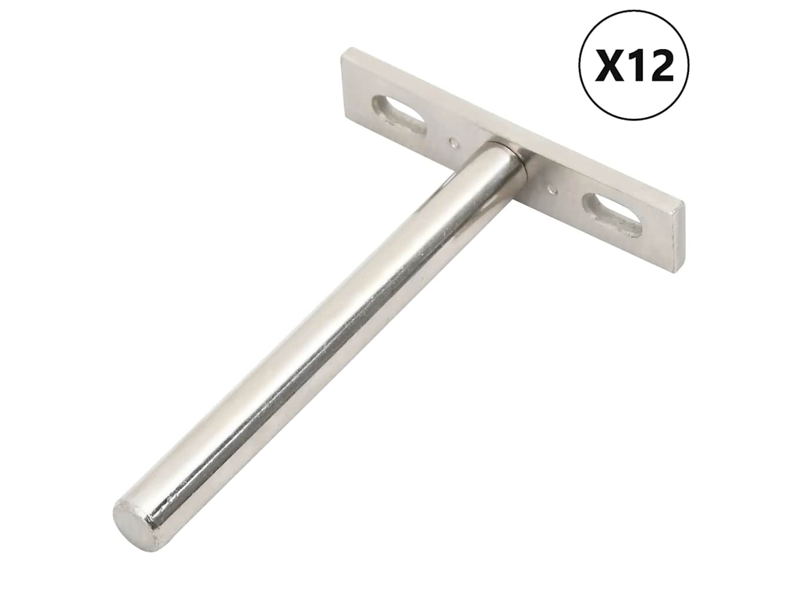 Vidaxl Suportes De Prateleira Flutuantes 12pcs Invisível Ø10x100 Mm