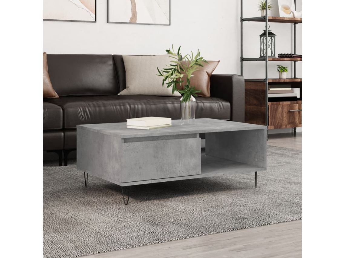 Vidaxl Mesa De Centro 90x60x35 Cm Derivados Madeira Cinzento Cimento