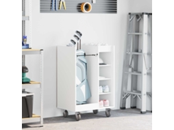 Vidaxl Armário De Golfe Com Roda Liso Branco 65 X 45 X 98 Cm