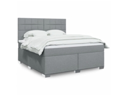 Vidaxl Cama Com Molas/colchão 180x200 Cm Tecido Cinzento-claro