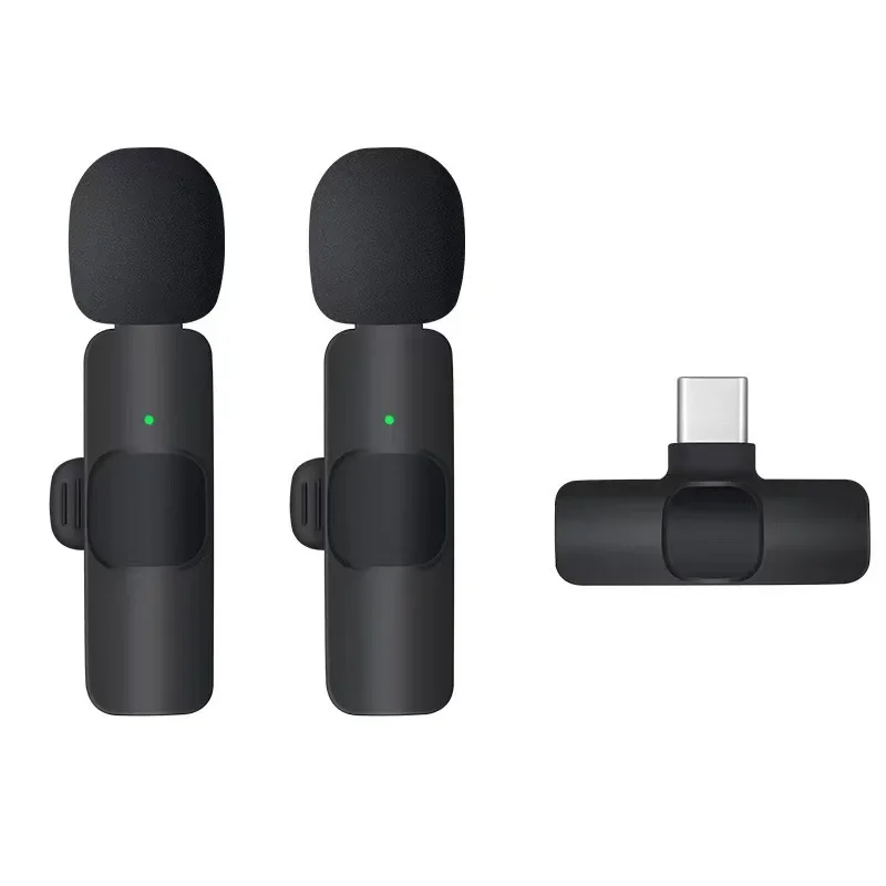 Microfone Sem Fio Com Cancelamento De Ruído (tipo C, De Duas Peças), Ideal Para Transmissões Ao Vivo E Compatível Com Sistemas Iphone/android.