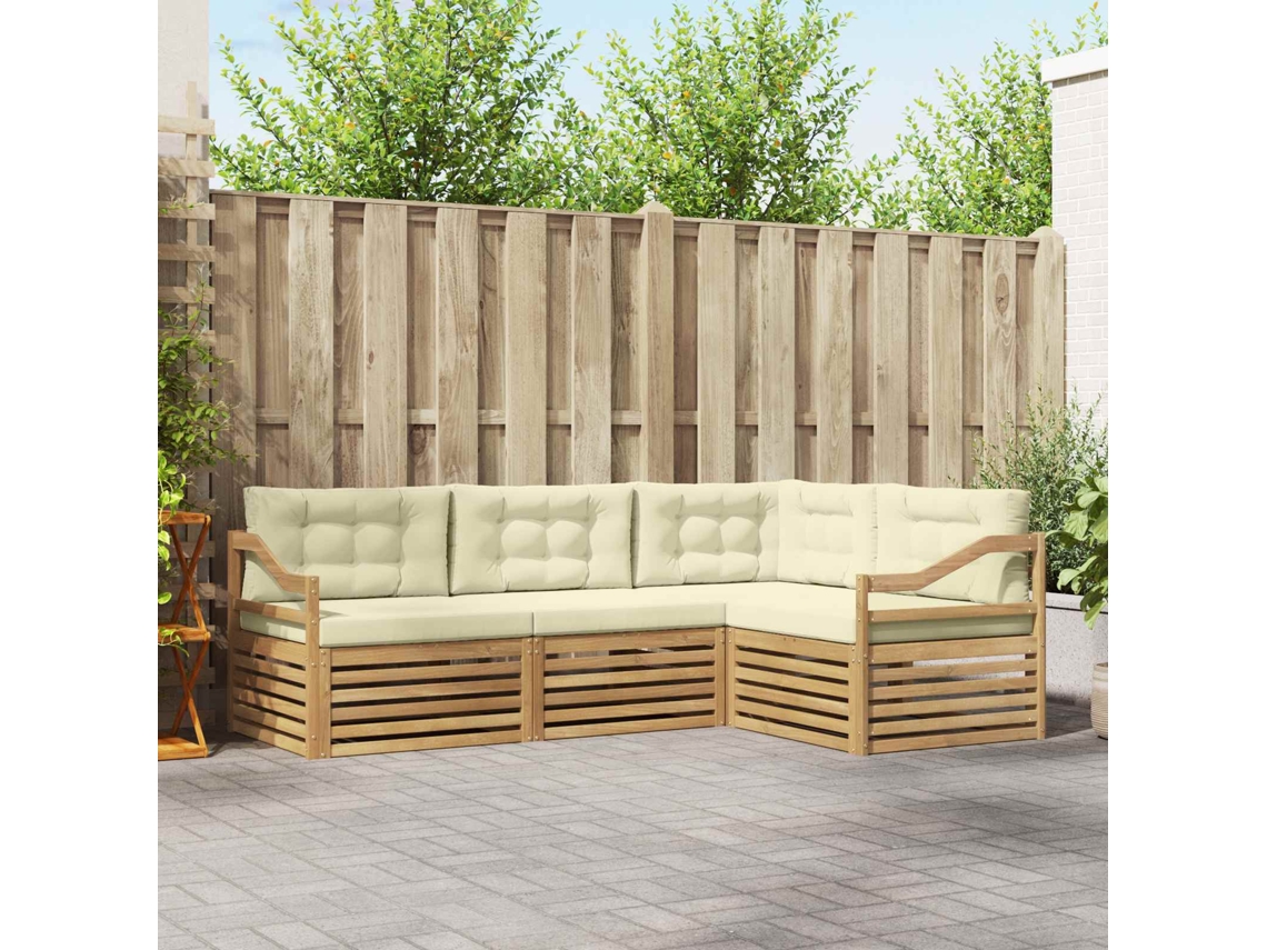 Vidaxl Conjunto De Sofás Para Exterior 4 Unid. Branco E Creme