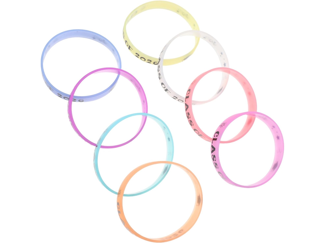 Pulseiras de silicone para Turma Formandos 2026, conjunto com 8 peças, multicoloridas, com luz noturna.